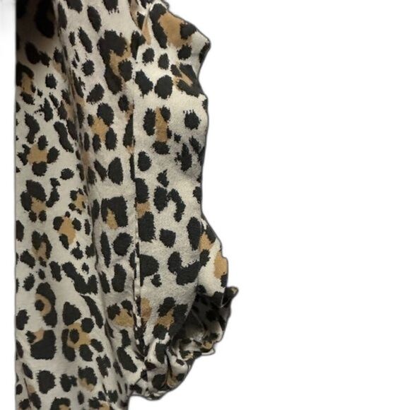 Gap Low Cut V-Neck‎ Loose Fit Animal Print Women’s Short Sleeve Cuff Blouse Xl - Picture 7 of 16
